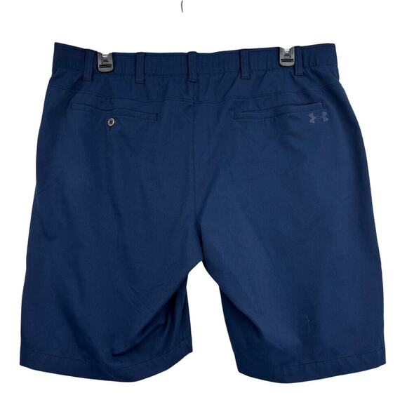Under Armour Shorts Mens Size 42 Blue Flat Front HeatGear Pockets Performance - Picture 7 of 11